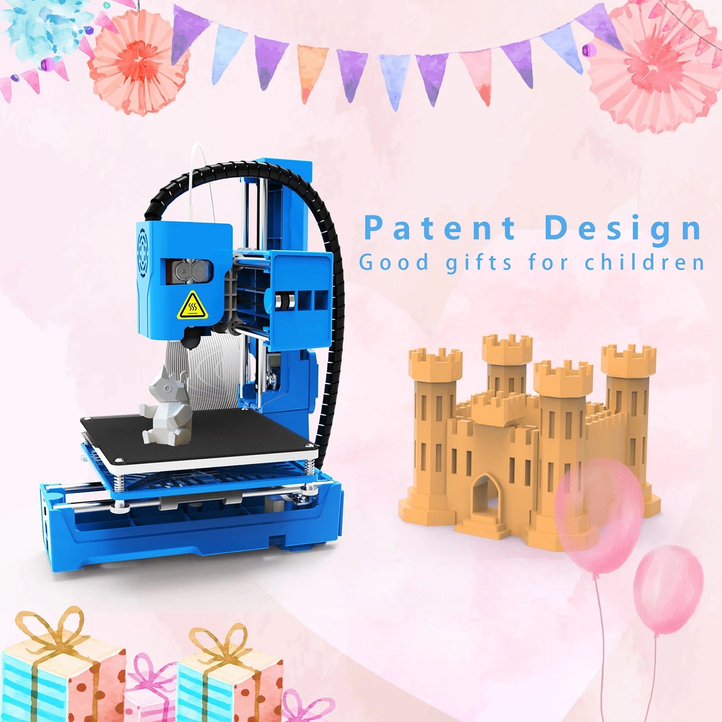 Mini 3D Printer with Desktop Printing, Blue