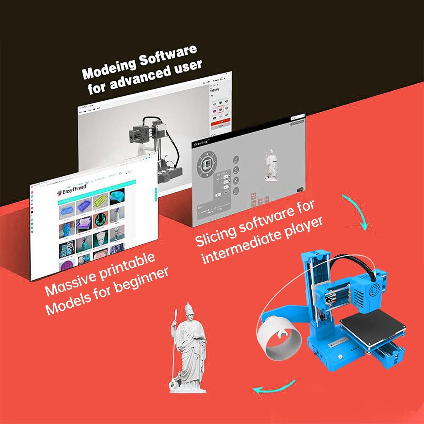 Mini 3D Printer with Desktop Printing, Blue