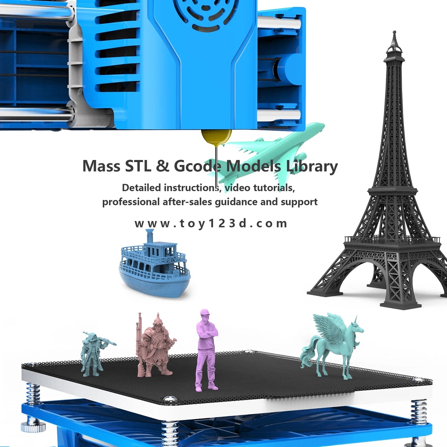 Mini 3D Printer with Desktop Printing, Blue