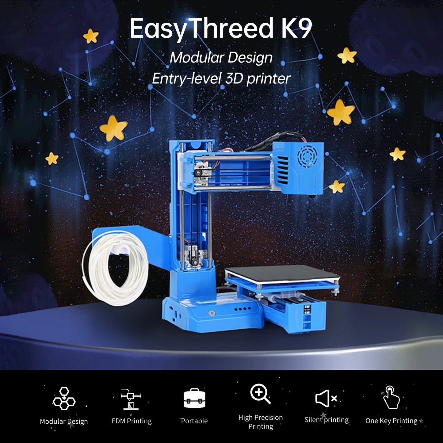 Mini 3D Printer with Desktop Printing, Blue
